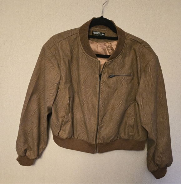 SHEIN Jackets & Blazers - Brown Vegan Bomber Jacket